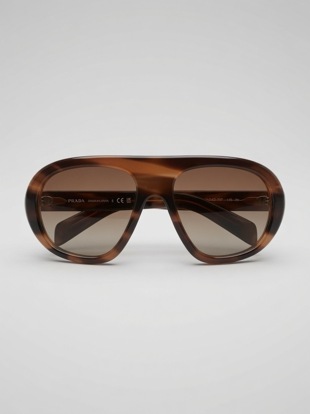 Prada Brown Tortoiseshell Shield Sunglasses with Gradient Lenses